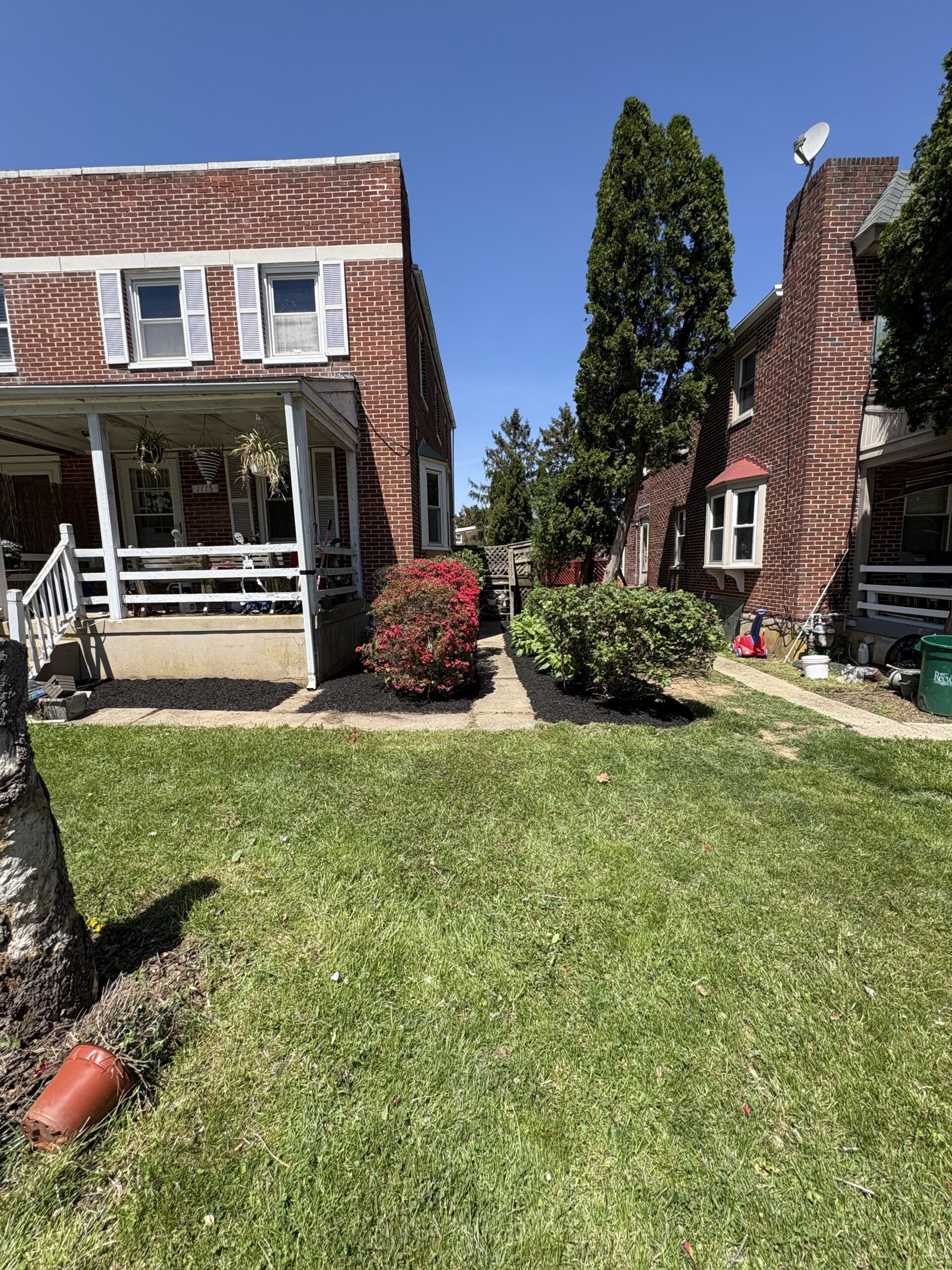 Freshly restored landscape beds around a Lancaster home